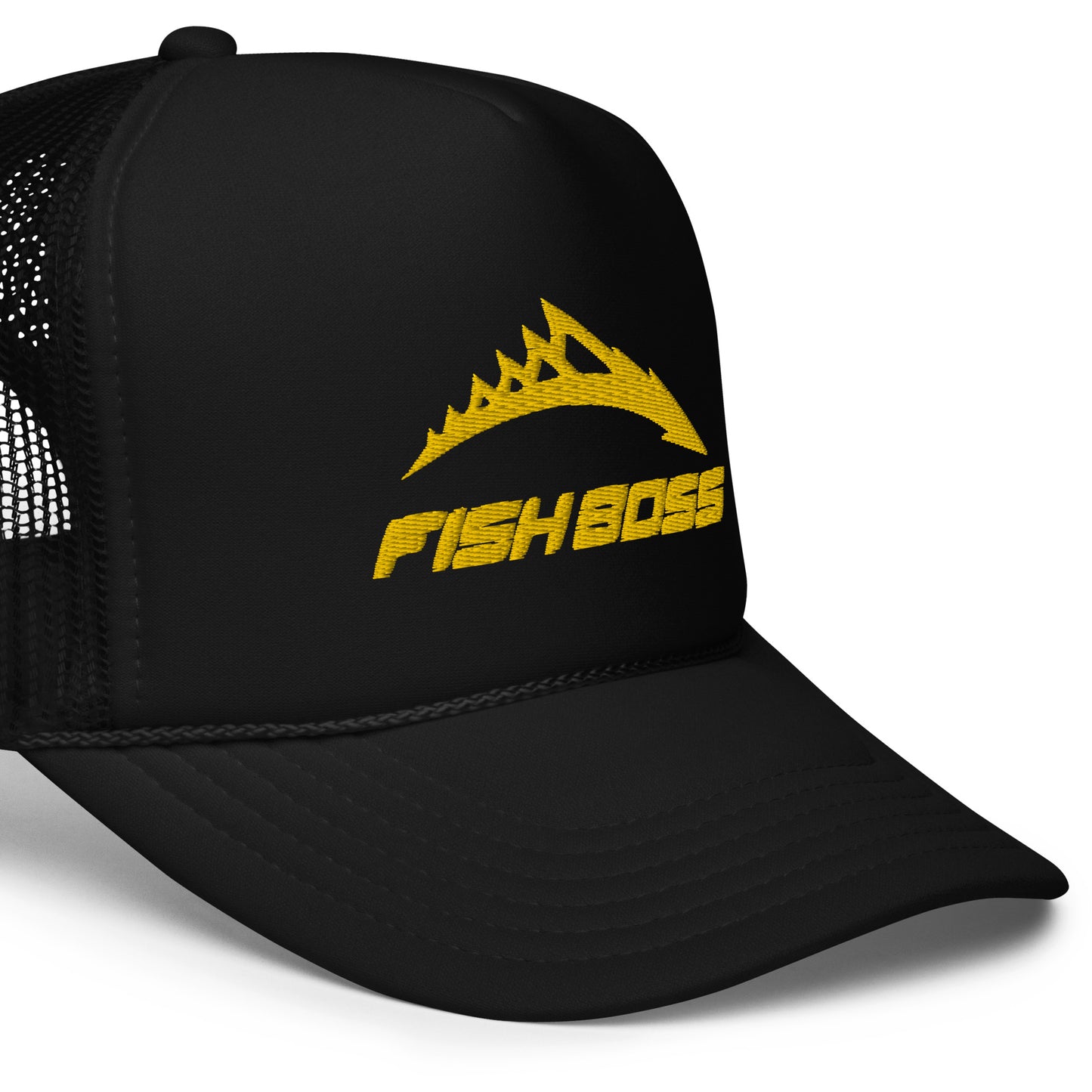 Fish Boss Foam Trucker Hat - Red White Blue Gold / Black